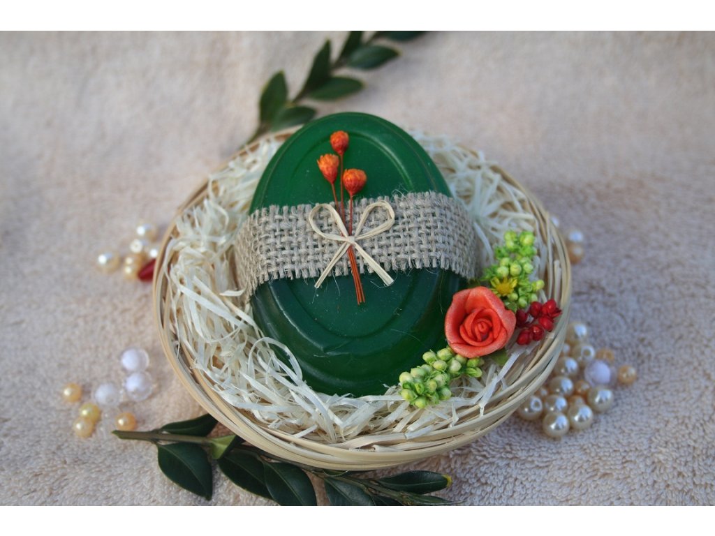 Dárkový košík s 1 glycerinovým mýdlem - vůně mořská řasa