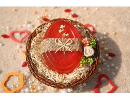 Dárkový košík s 1 glycerinovým mýdlem - vůně pomeranč