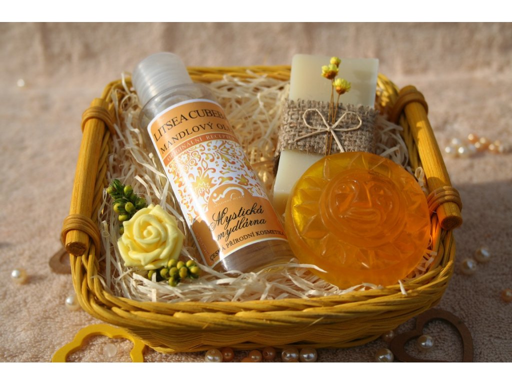 Košík s litseou cubebou a olivovým mýdlem