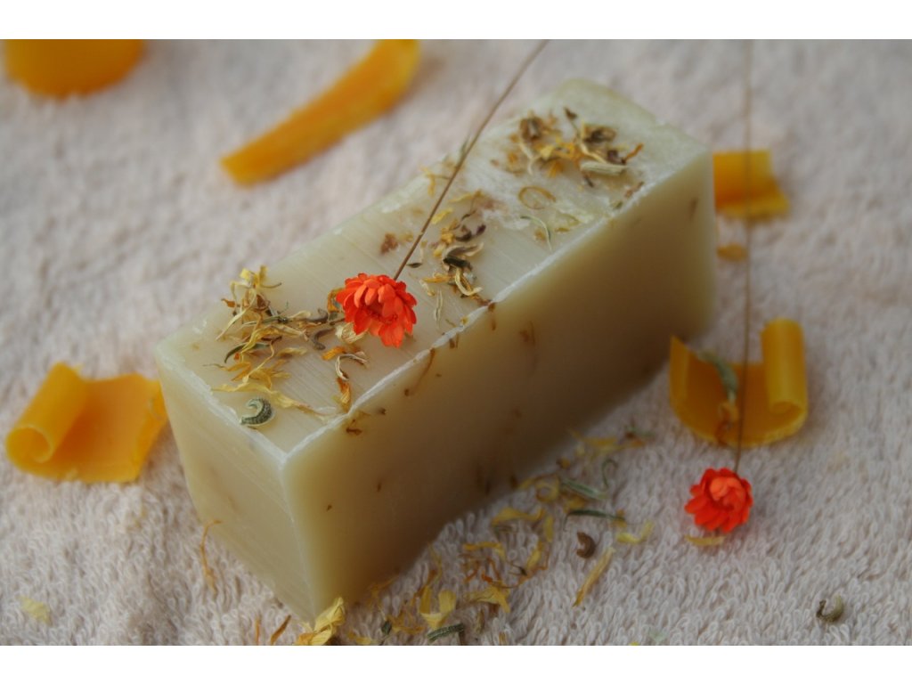 Olivové mýdlo krájené - s měsíčkem lékařským